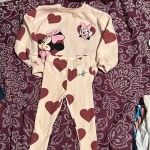 Zara Pink and Red Heart Pajama Set